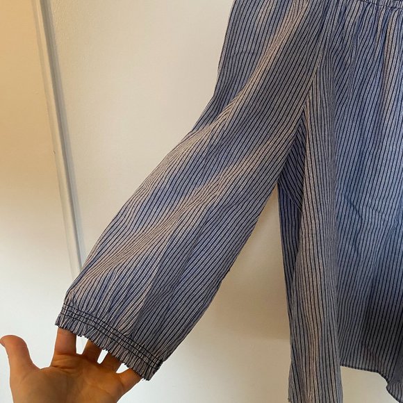 Joie Striped Cotton Off The Shoulder Blouse, XS/S - Picture 2 of 3